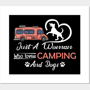 Just A Woman Who Loves Camping And Dogs Costume Gift Posters and Art